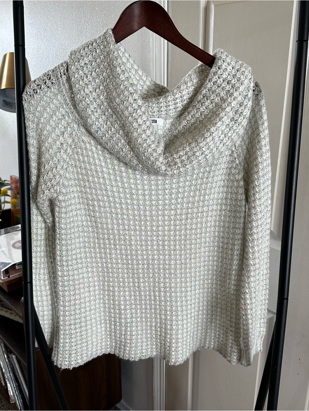 BB Dakota Cream Waffle Cowl-Neck Sweater 🦋
